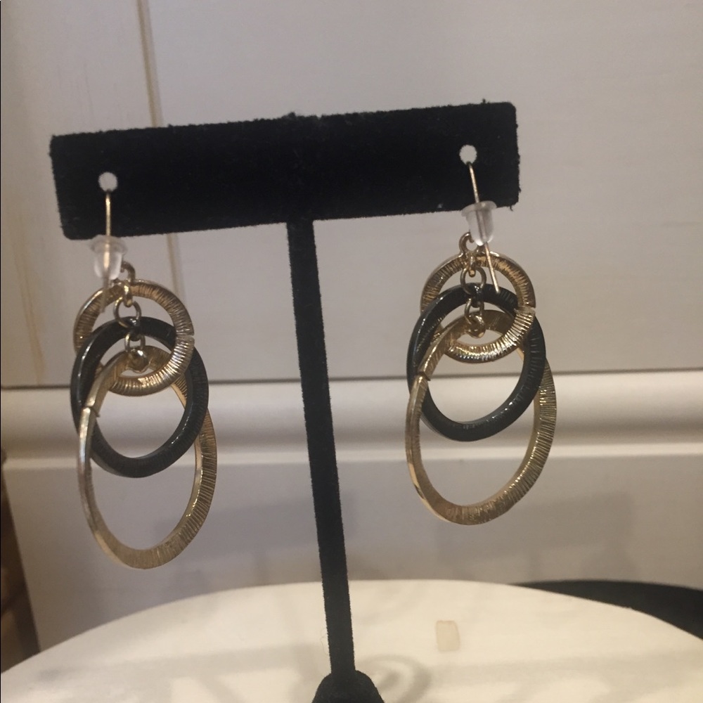 Gold & Silver Rhinestone Hoop Earrings - Picture 5 of 5